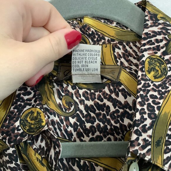 Vtg Cote De France Heavyweight 100% Silk Button-Up Blouse Women Size Small Anima - Picture 4 of 10